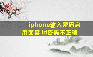 iphone输入密码启用面容 id密码不正确